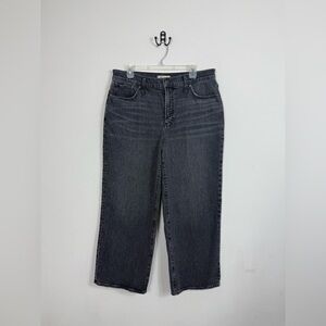 Madewell The Perfect Vintage Wide-Leg Crop Jean Black Sz 32